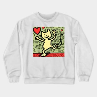 Funny Keith Haring, cat lover Crewneck Sweatshirt